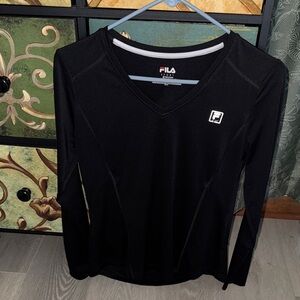 Fila Black V-Neck Long Sleeve Shirt